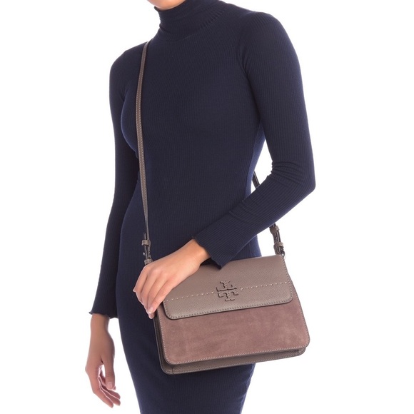 Sold ! Tory Burch Mcgraw Suede Leather Shoulder/Crossbody - Picture 2 of 8